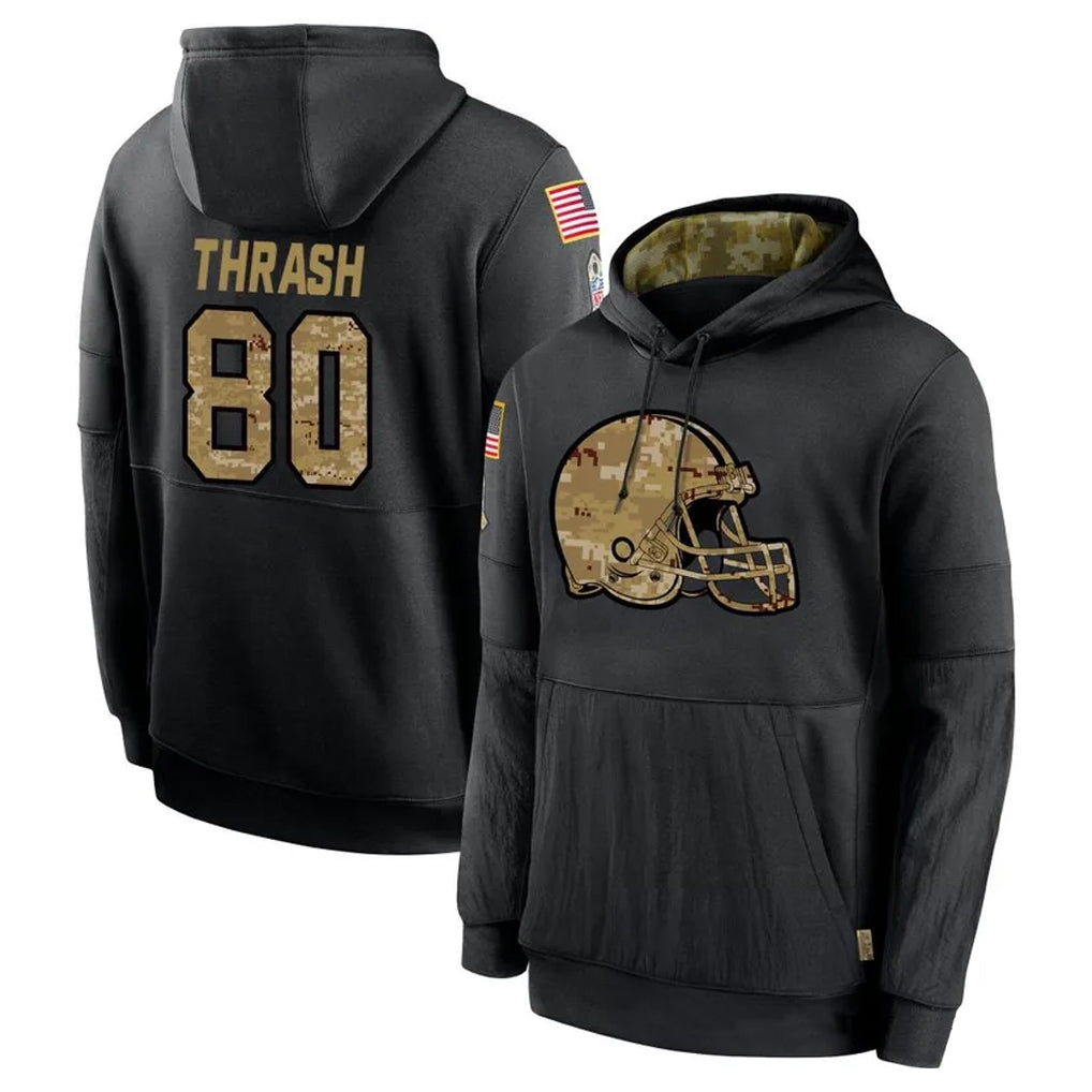 Davalo C.Browns #80 Jamari Thrash Player Black Salute to Service Pullover Hoodies Limited Stitched Jerseys
