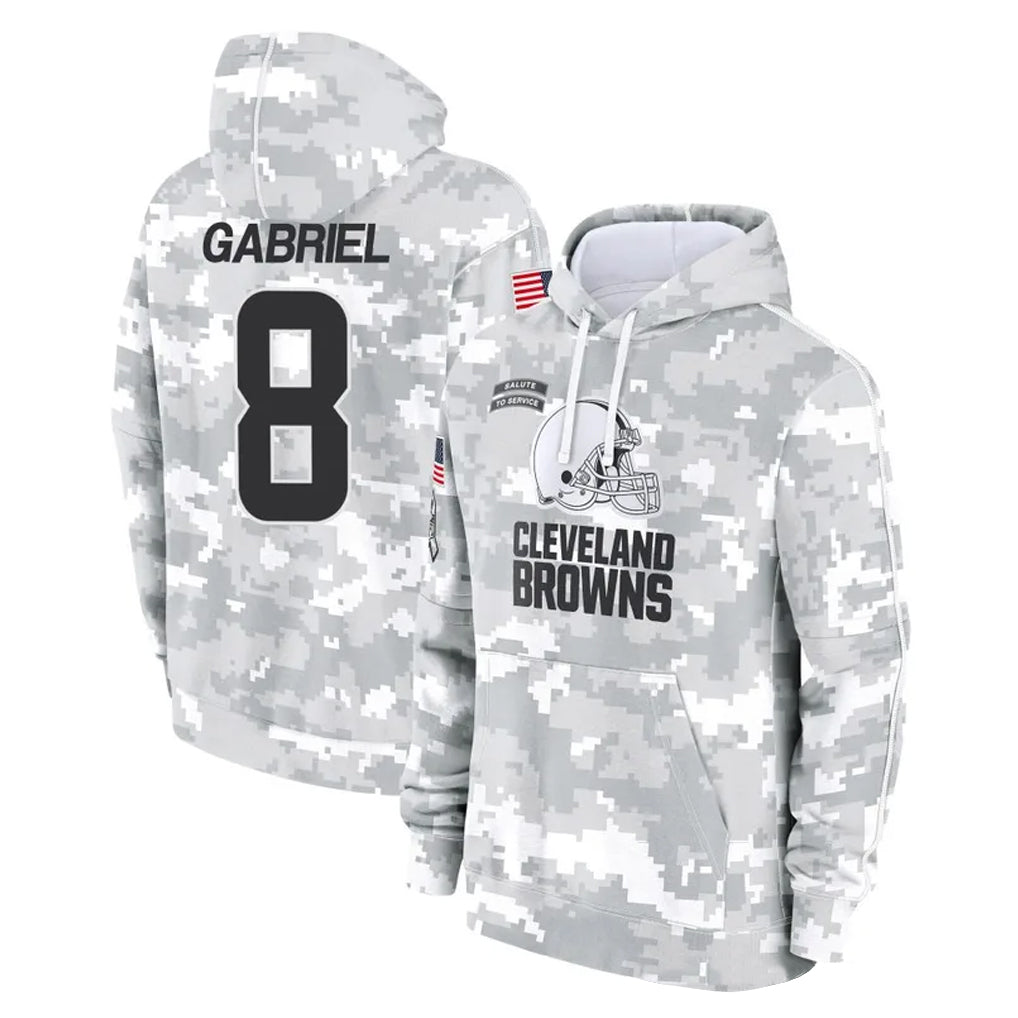 Davalo C.Browns #8 Dillon Gabriel Player Arctic Camo Salute to Service Hoodies Limited Game Stitched Jerseys