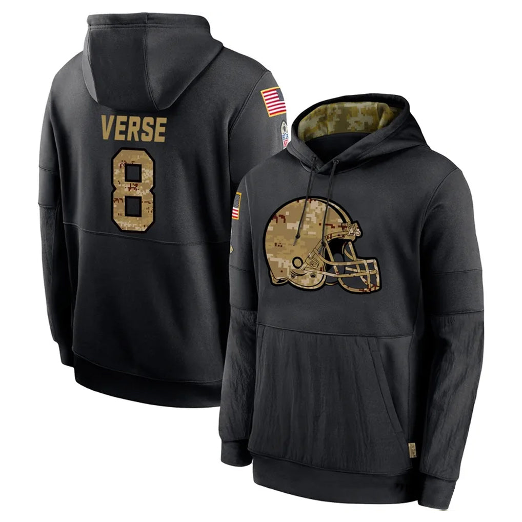 Davalo C.Browns #8 Jared Verse Player Black Salute to Service Pullover Hoodies Limited Stitched Jerseys