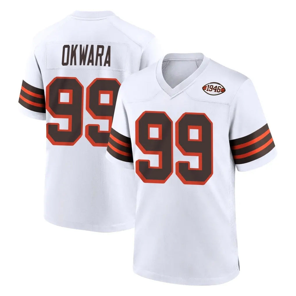 Davalo C.Browns #99 Julian Okwara Player White Alternate Home Game Stitched Jerseys