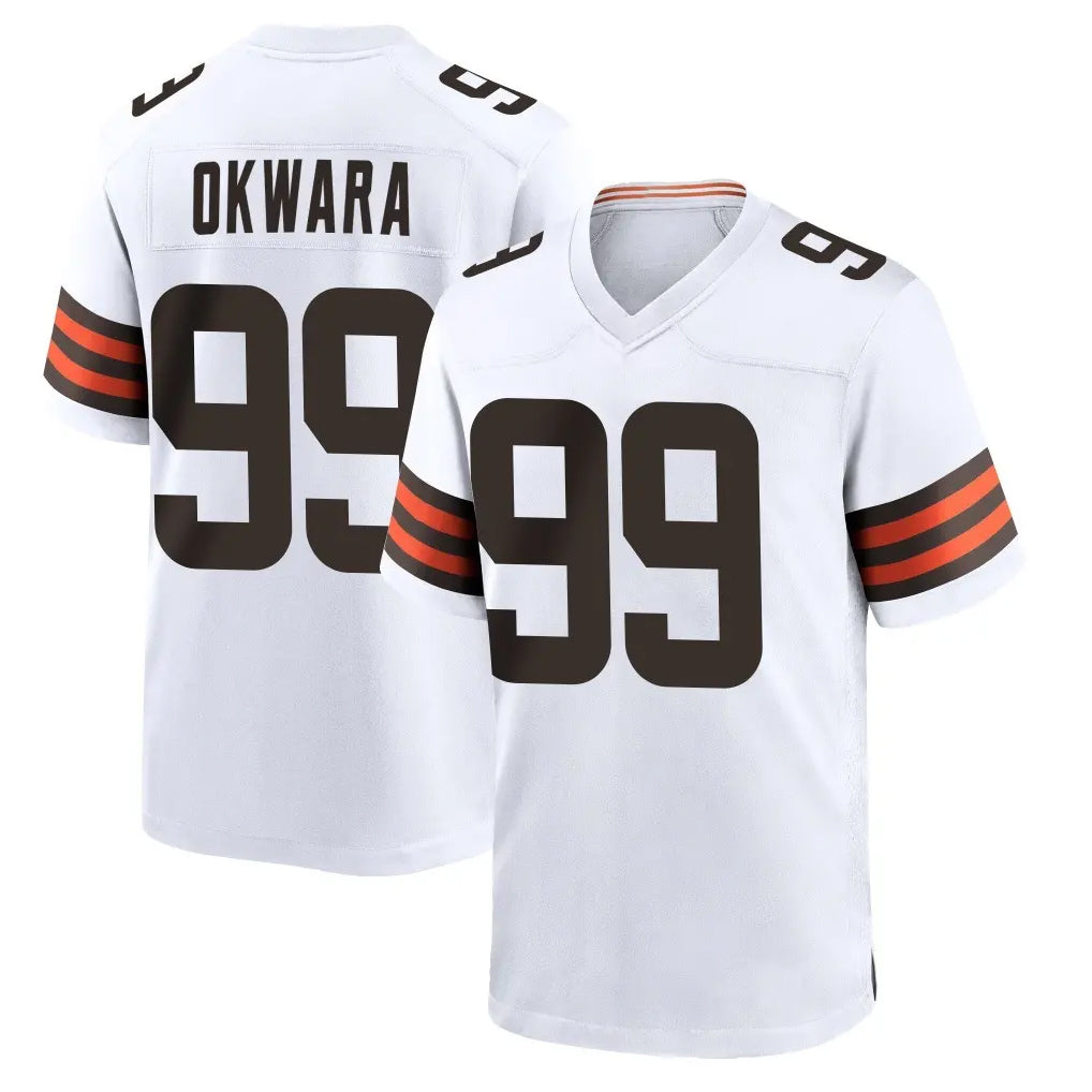 Davalo C.Browns #99 Julian Okwara Player White Home Game Stitched Jerseys