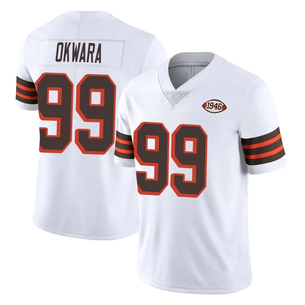 Davalo C.Browns #99 Julian Okwara Player White Limited  Vapor 1946 Collection Alternate Game Stitched Jerseys