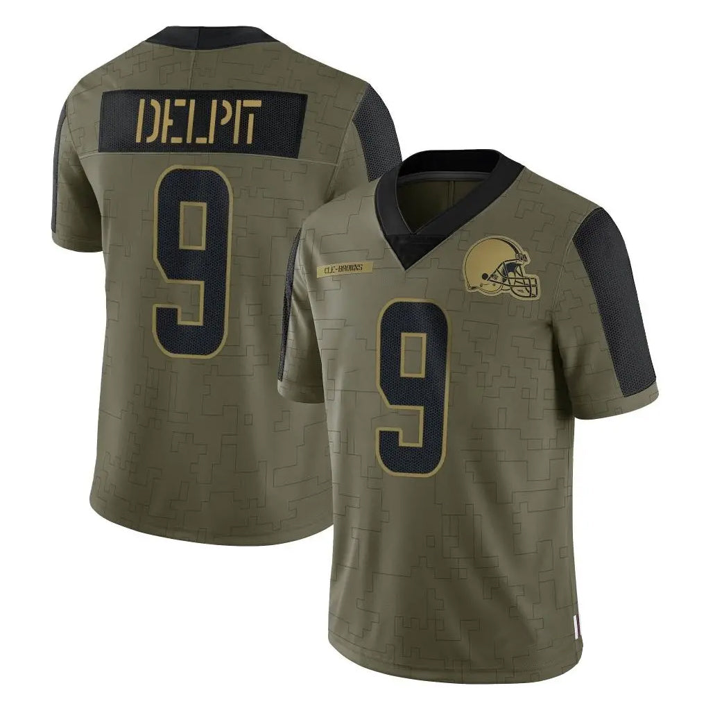 Davalo C.Browns #9 Grant Delpit Player Olive Salute to Service Limited Home Game Stitched Jerseys
