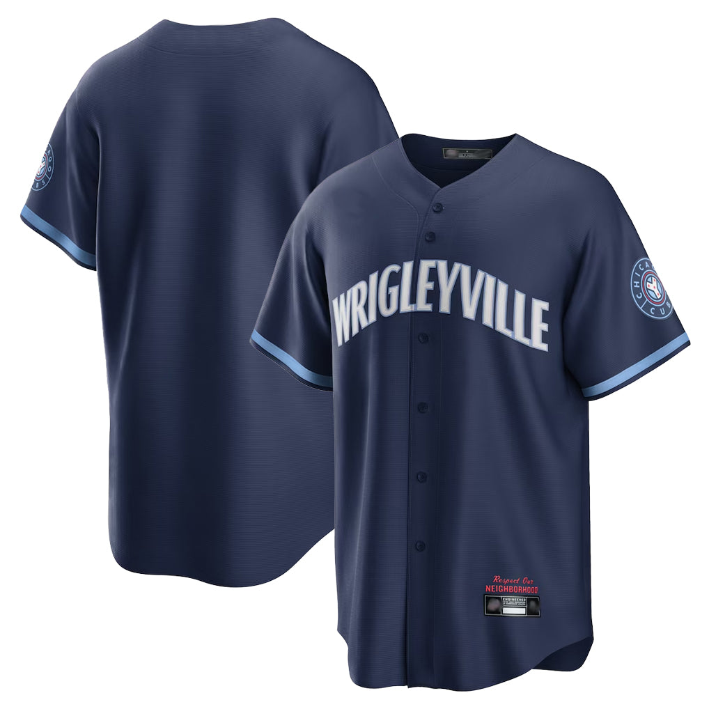 Davalo C.Cubs Navy City Connect Home Game Blank Player Stitched Jerseys