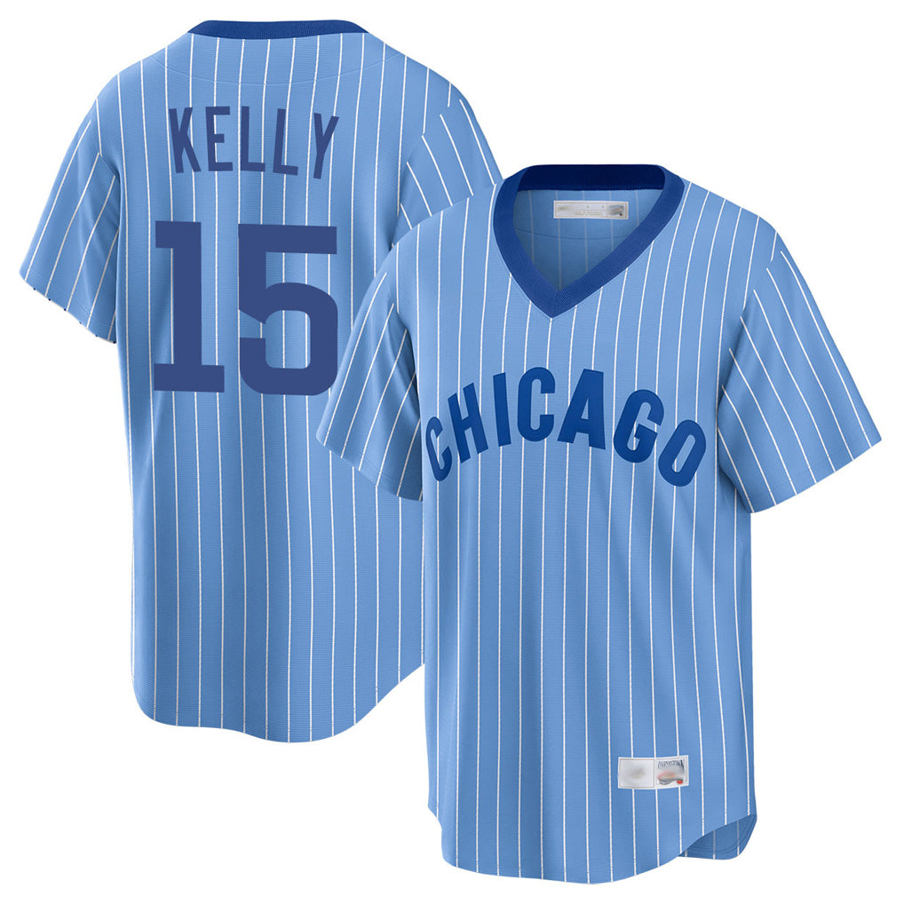 Davalo C.Cubs #15 Carson Kelly Player Blue T-shirt Cooperstown Collection Limited Stitched Jerseys