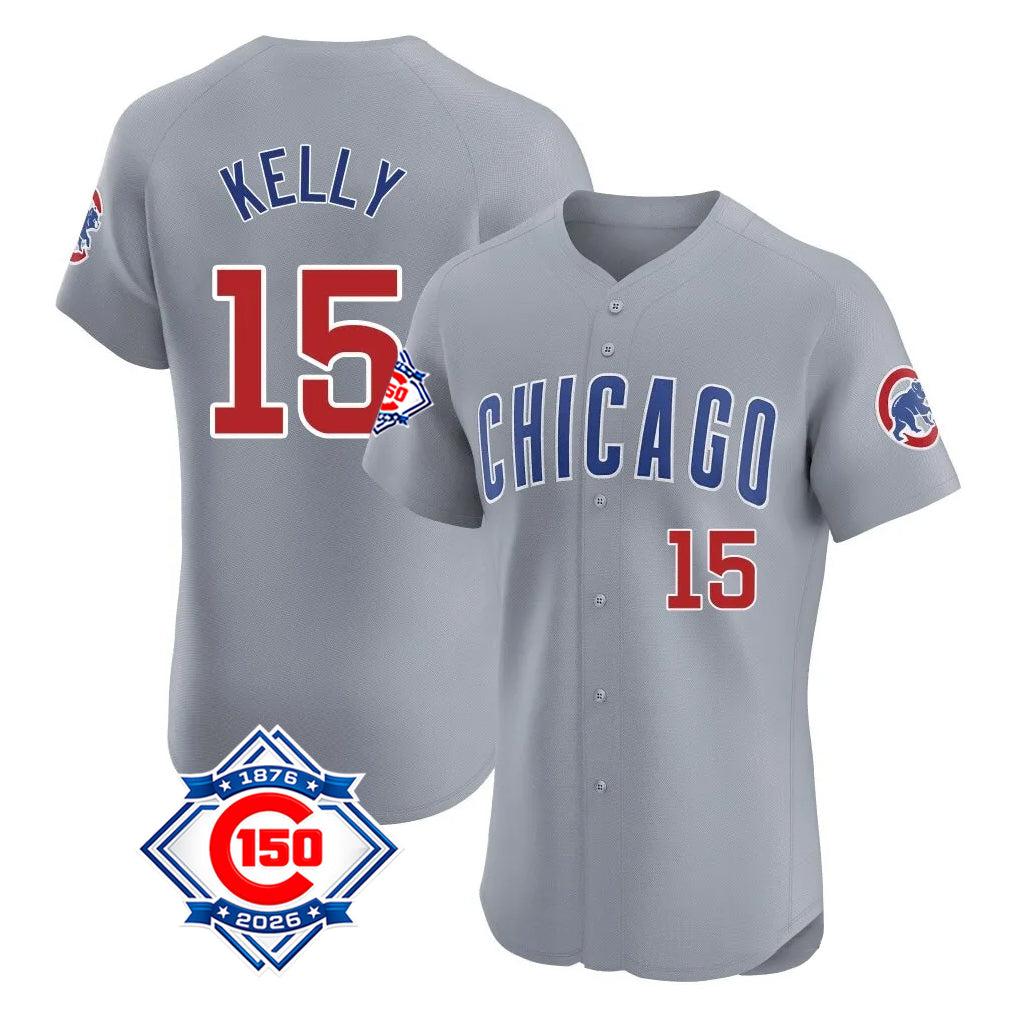 Davalo C.Cubs #15 Carson Kelly Player Gray Road 150th Anniversary Limited Elite Home Stitched Jerseys