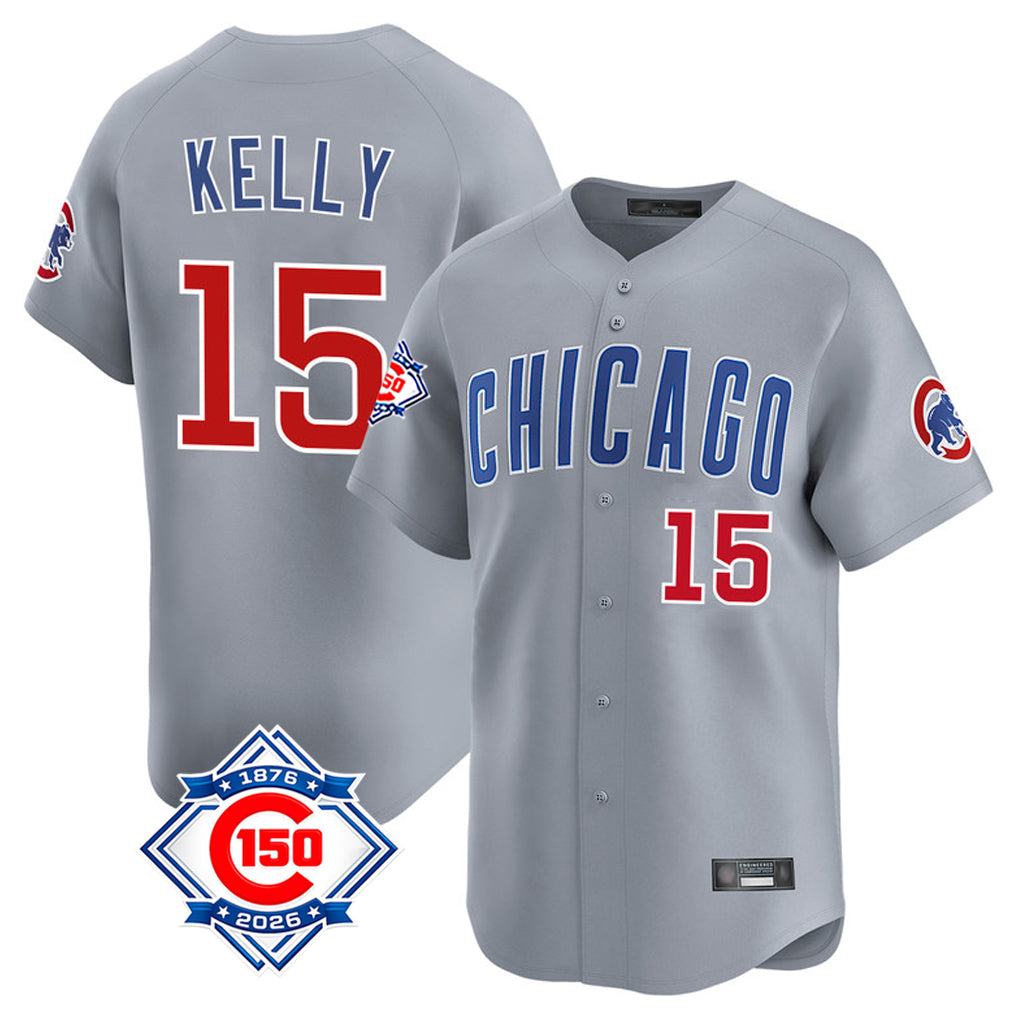 Davalo C.Cubs #15 Carson Kelly Player Gray Road 150th Anniversary Limited Home Stitched Jerseys