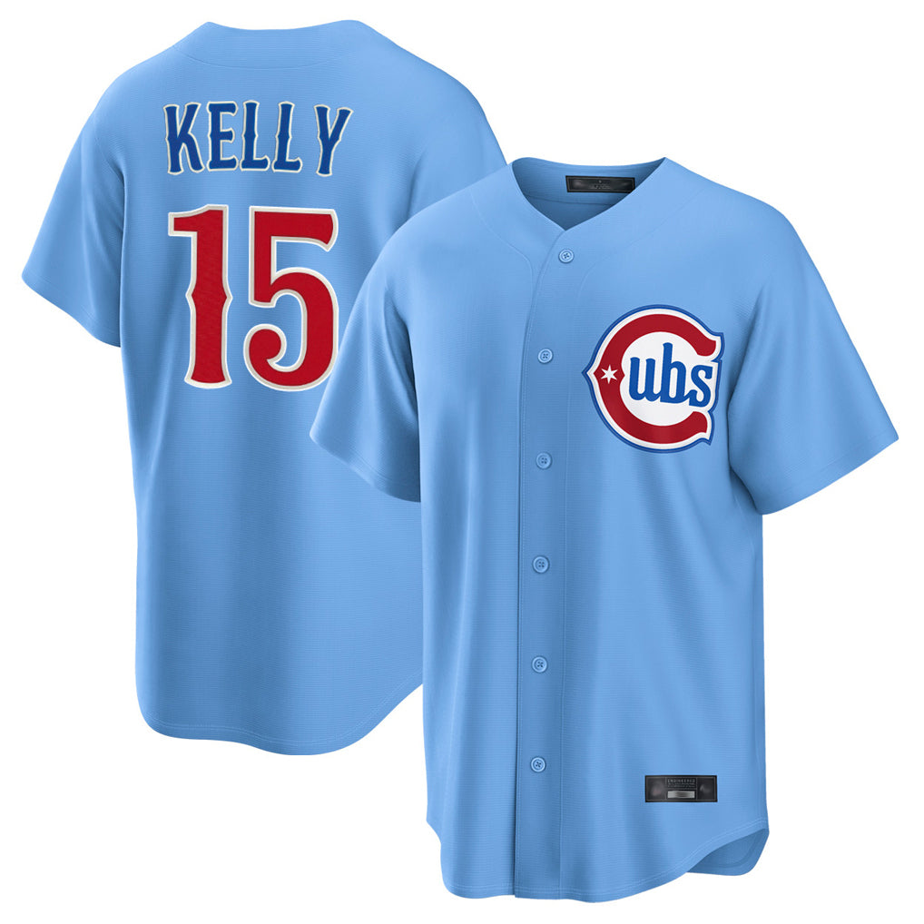 Davalo C.Cubs #15 Carson Kelly Player Light Blue Home Game Stitched Jerseys