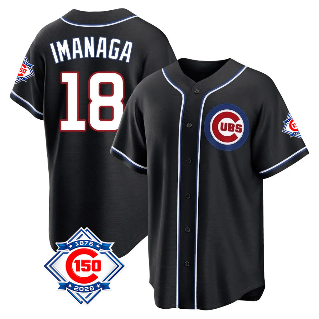 Davalo C.Cubs #18 Shota Imanaga Player Black Fashion Out 150th Anniversary Game Stitched Jerseys