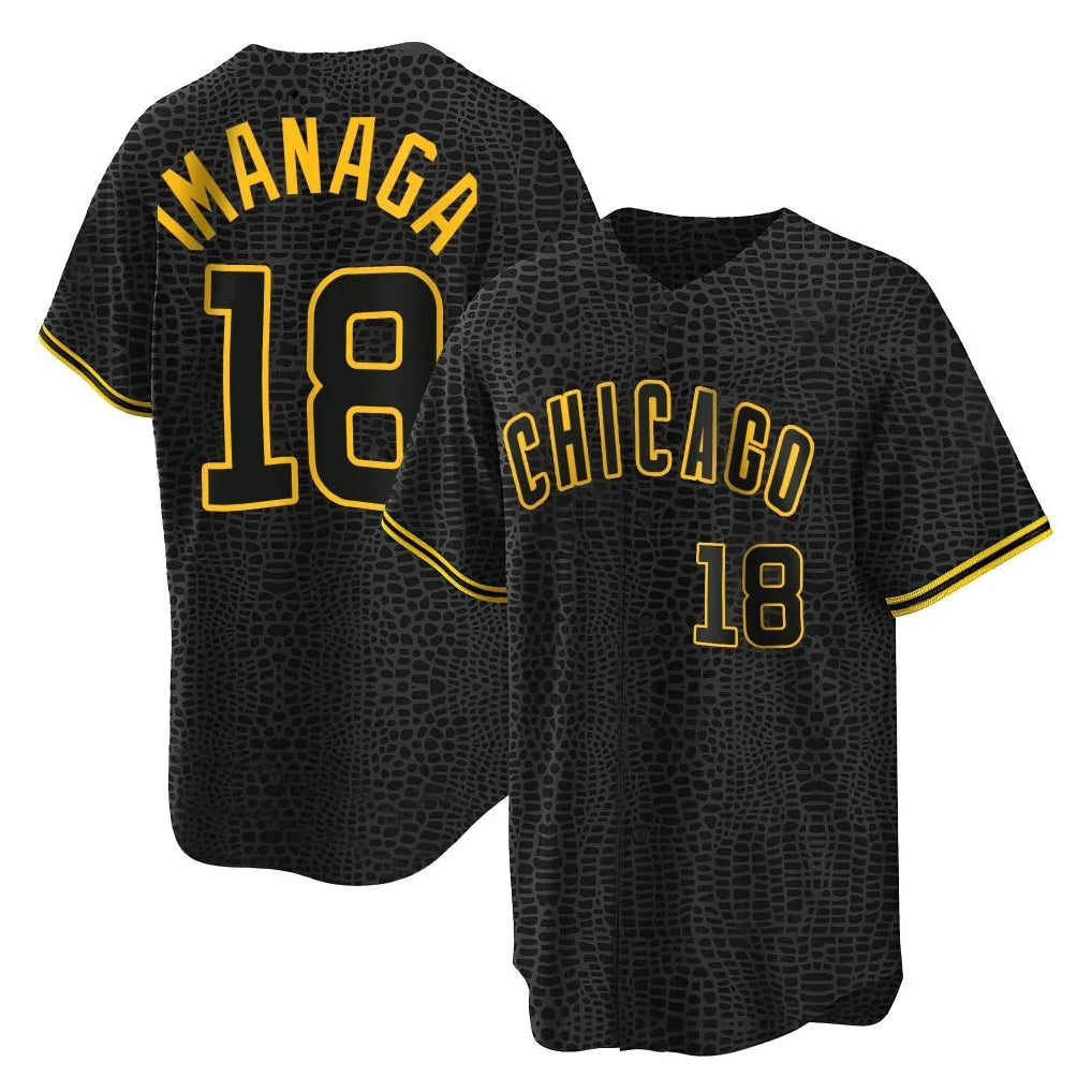 Davalo C.Cubs #18 Shota Imanaga Player Black Snake Skin City Game Stitched Jerseys