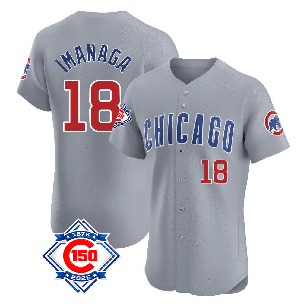 Davalo C.Cubs #18 Shota Imanaga Player Gray Road 150th Anniversary Limited Elite Home Stitched Jerseys