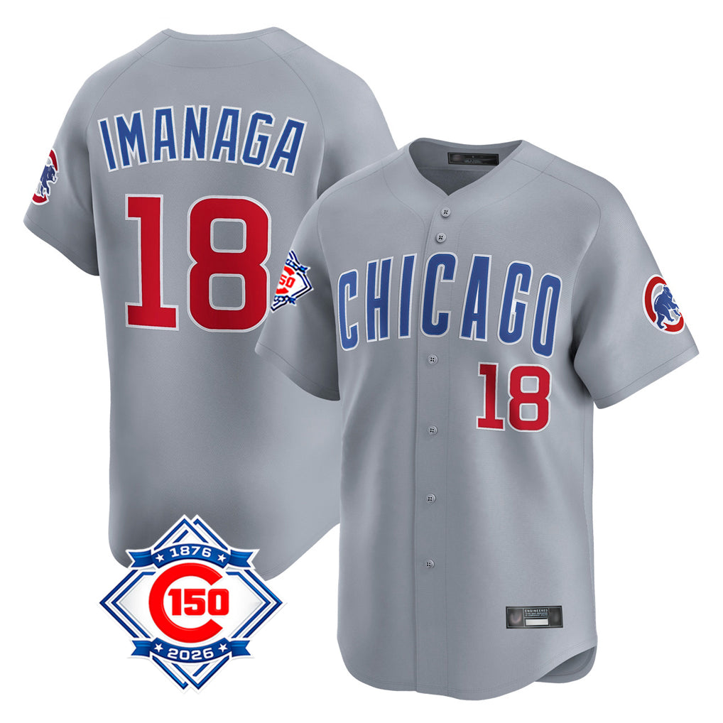 Davalo C.Cubs #18 Shota Imanaga Player Gray Road 150th Anniversary Limited Home Stitched Jerseys