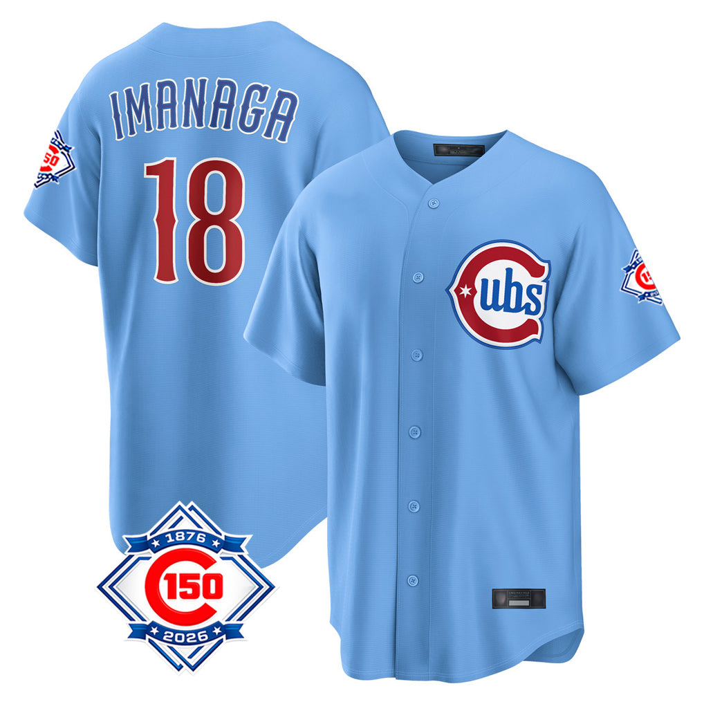 Davalo C.Cubs #18 Shota Imanaga Player Light Blue 150th Anniversary Home Game Stitched Jerseys