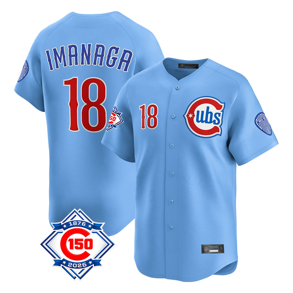 Davalo C.Cubs #18 Shota Imanaga Player Light Blue 150th Anniversary Limited Home Stitched Jerseys