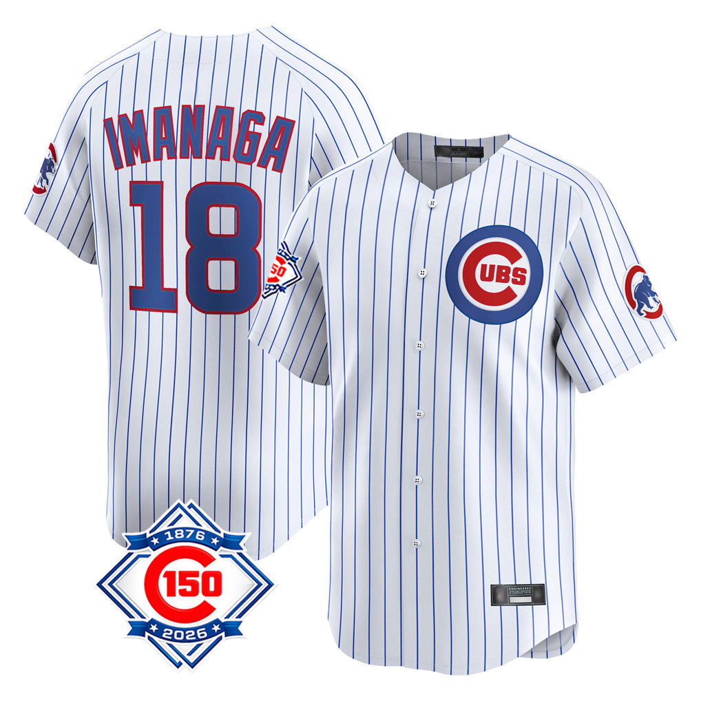 Davalo C.Cubs #18 Shota Imanaga Player White 150th Anniversary Limited Home Game Stitched Jerseys