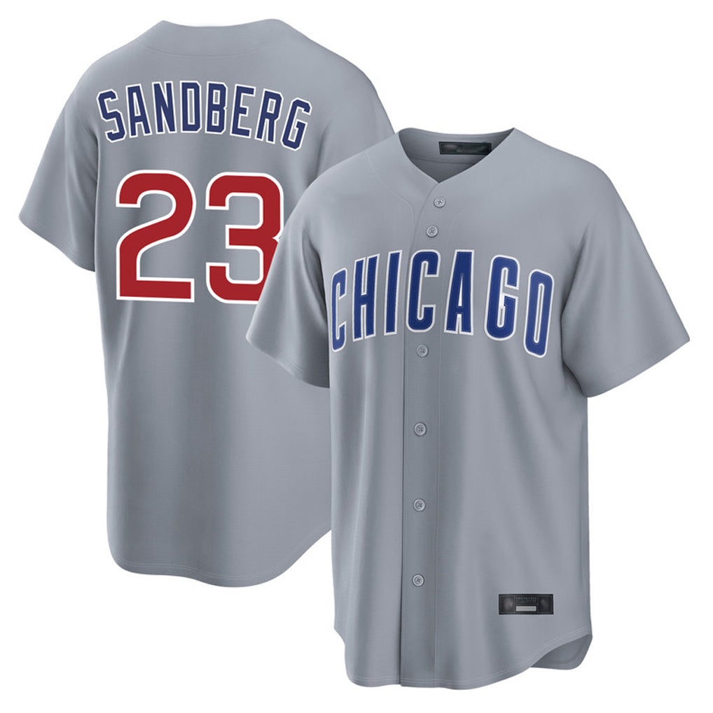 Davalo C.Cubs #23 Ryne Sandberg Player Gray Home Game Stitched Jerseys
