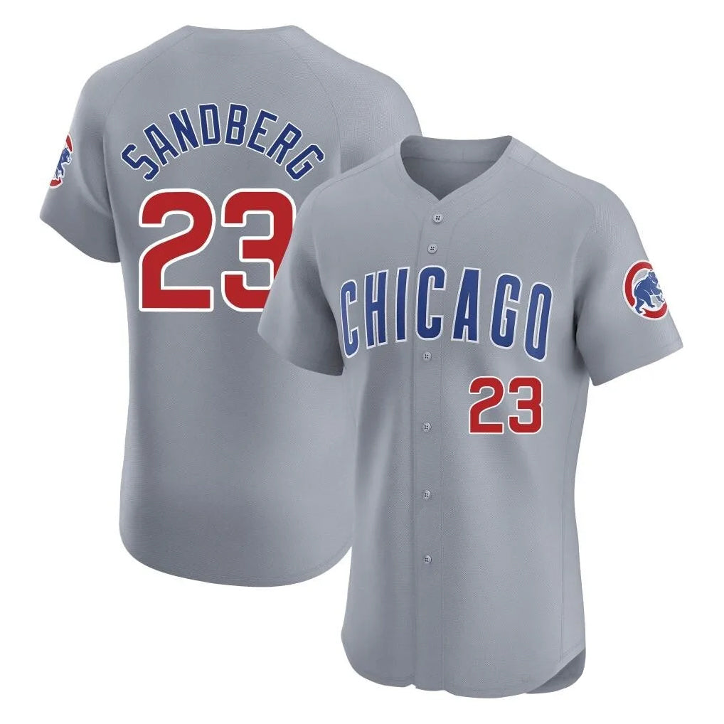 Davalo C.Cubs #23 Ryne Sandberg Player Gray Road Limited Elite Home Stitched Jerseys