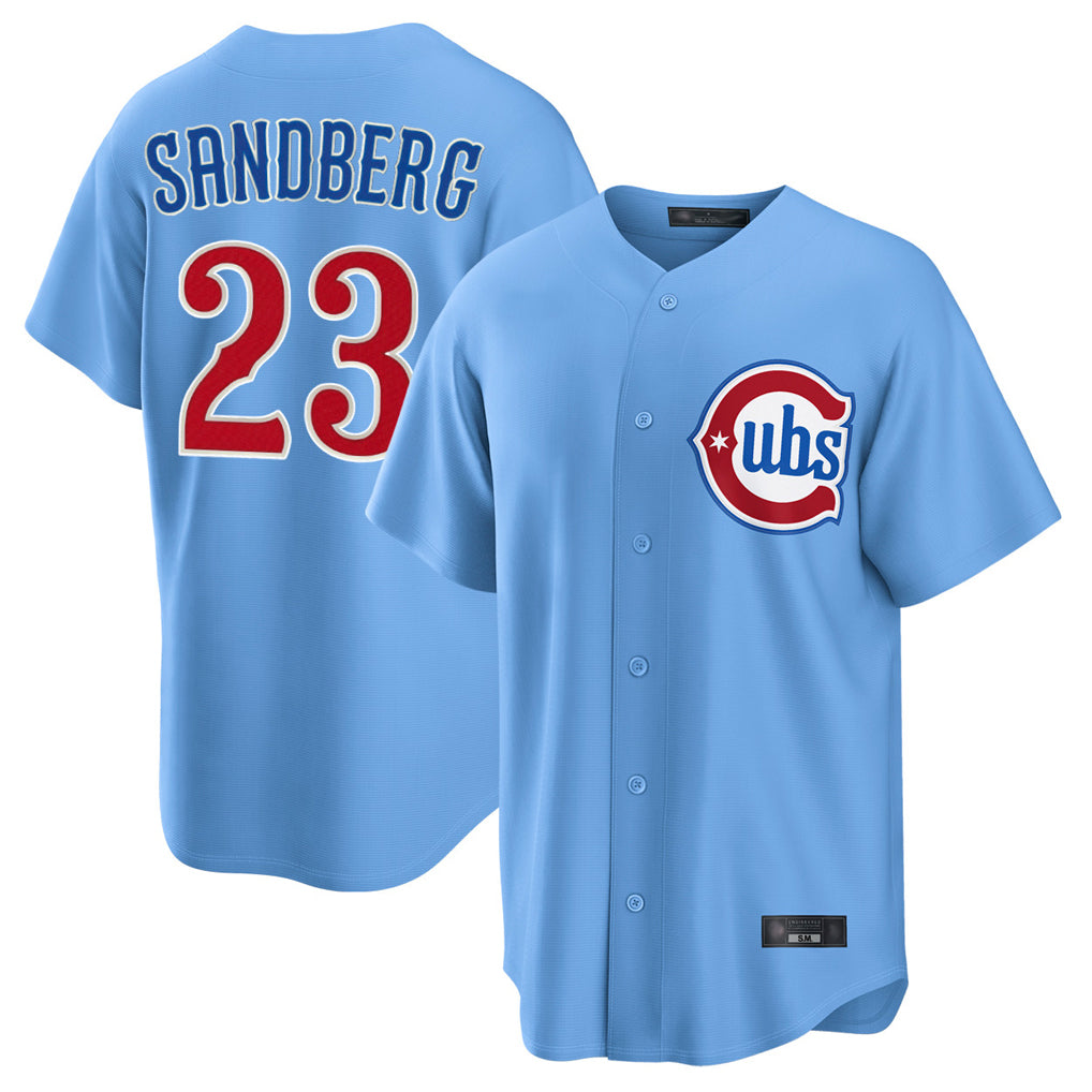 Davalo C.Cubs #23 Ryne Sandberg Player Light Blue Home Game Stitched Jerseys