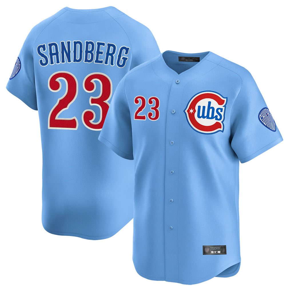 Davalo C.Cubs #23 Ryne Sandberg Player Light Blue Limited Home Stitched Jerseys