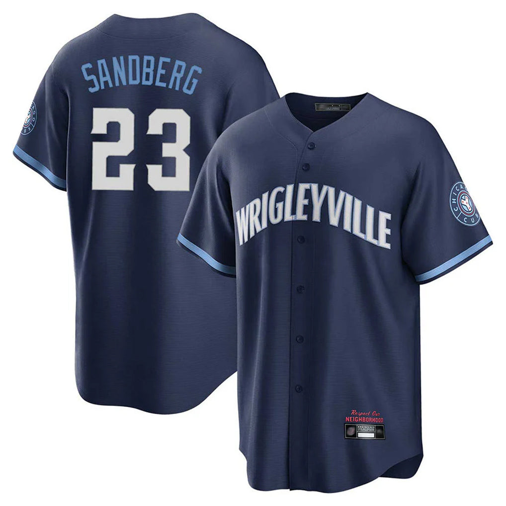 Davalo C.Cubs #23 Ryne Sandberg Player Navy City Connect Home Game Stitched Jerseys