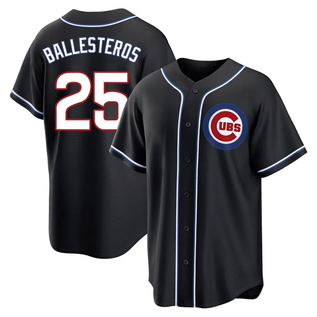 Davalo C.Cubs #25 Mois¡§|s Ballesteros Player Black Fashion Out Game Stitched Jerseys