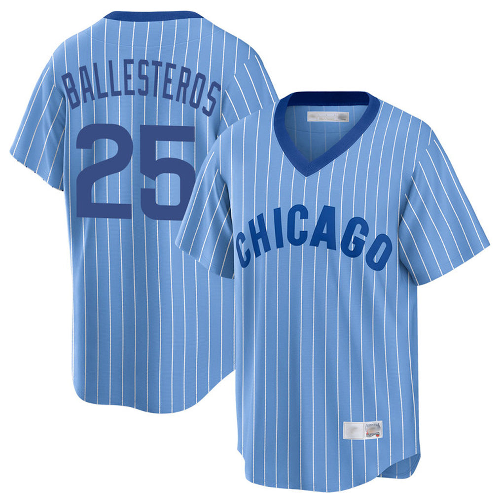Davalo C.Cubs #25 Mois¡§|s Ballesteros Player Blue T-shirt Cooperstown Collection Limited Stitched Jerseys