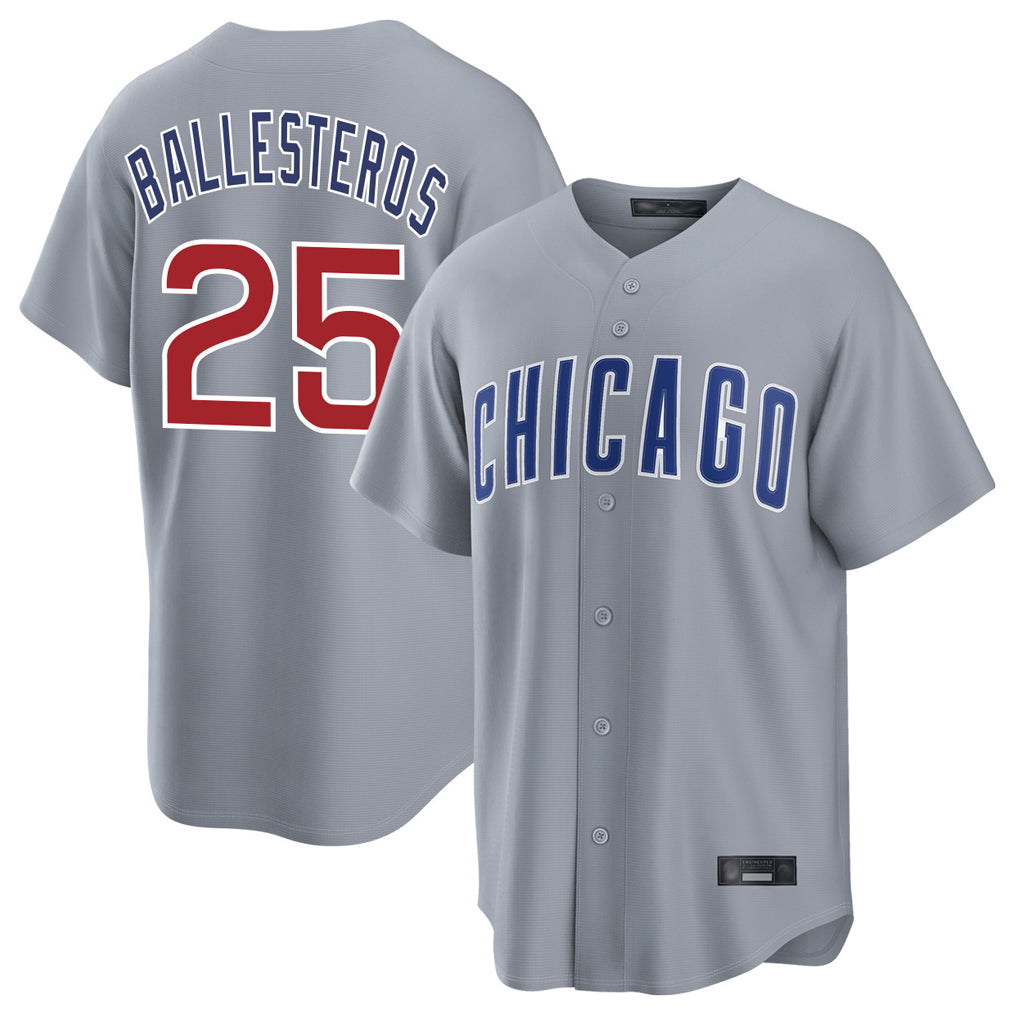 Davalo C.Cubs #25 Mois¡§|s Ballesteros Player Gray Home Game Stitched Jerseys