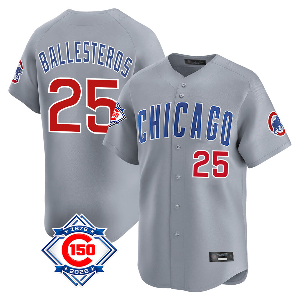 Davalo C.Cubs #25 Mois¡§|s Ballesteros Player Gray Road Limited Elite Home Stitched Jerseys