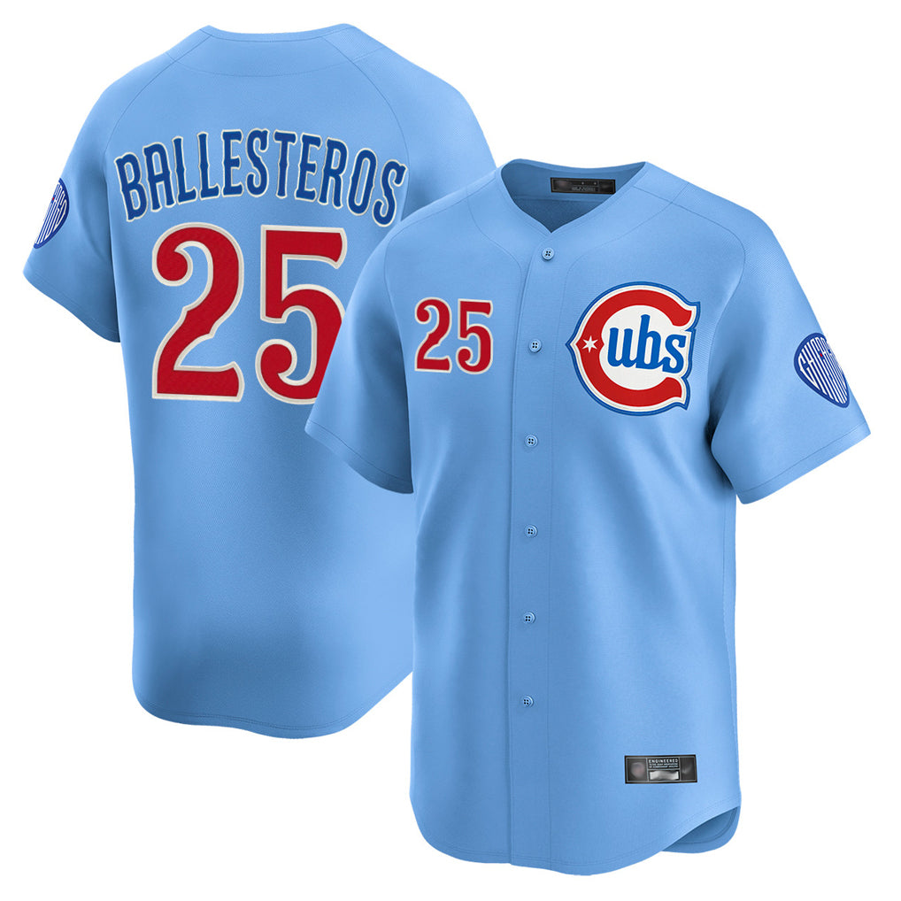 Davalo C.Cubs #25 Mois¡§|s Ballesteros Player Light Blue Limited Home Stitched Jerseys