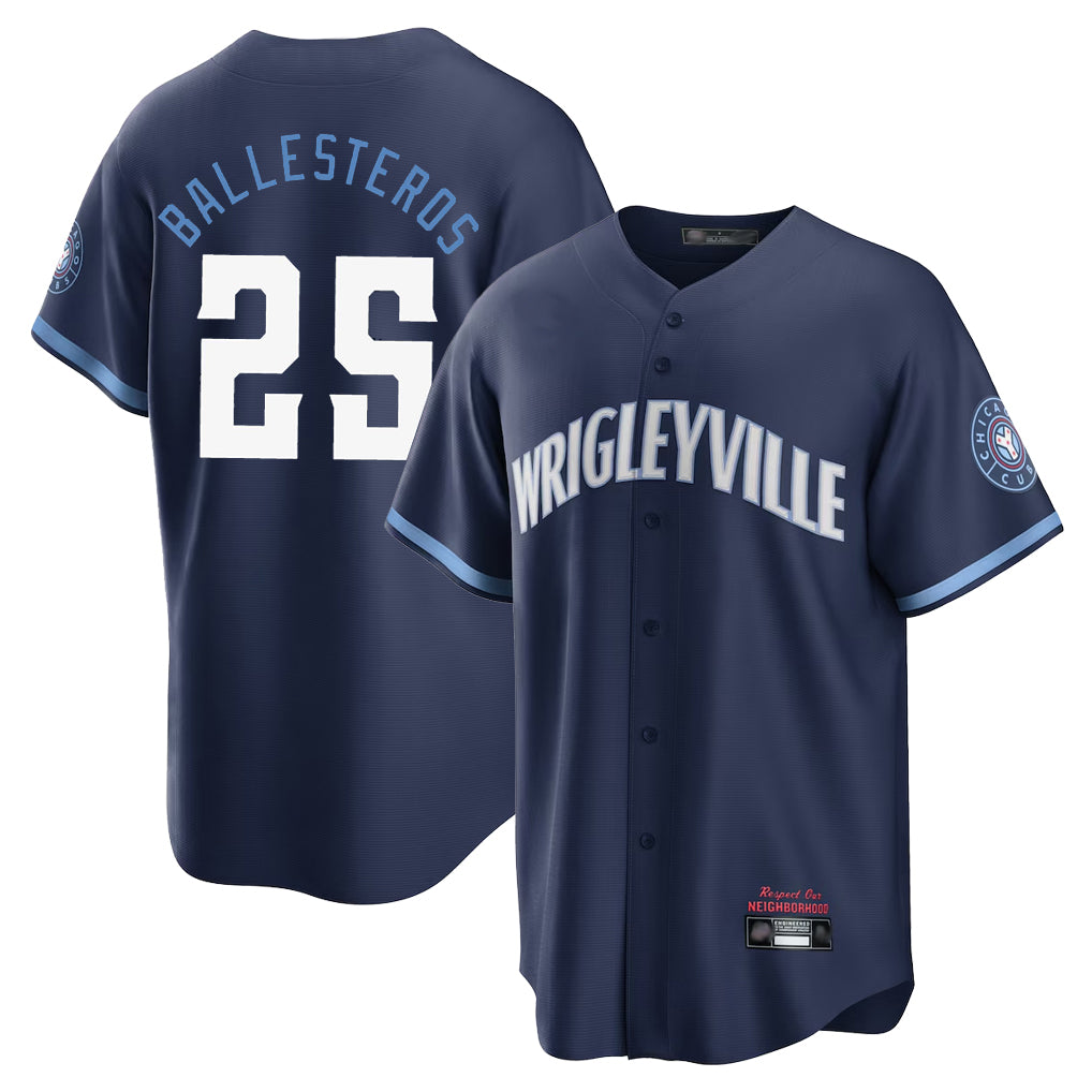 Davalo C.Cubs #25 Mois¡§|s Ballesteros Player Navy City Connect Home Game Stitched Jerseys