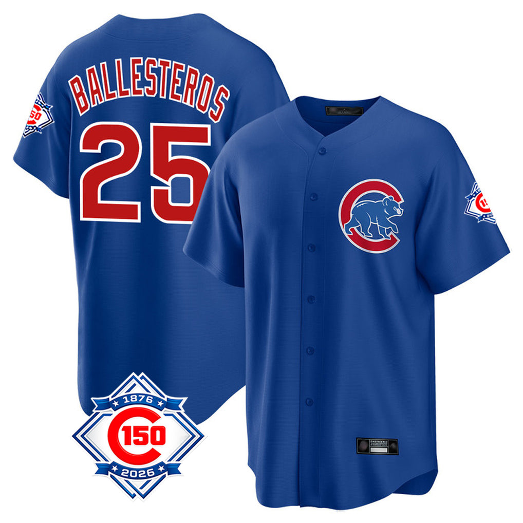 Davalo C.Cubs #25 Mois¡§|s Ballesteros Player Royal 150th Anniversary Home Game Stitched Jerseys