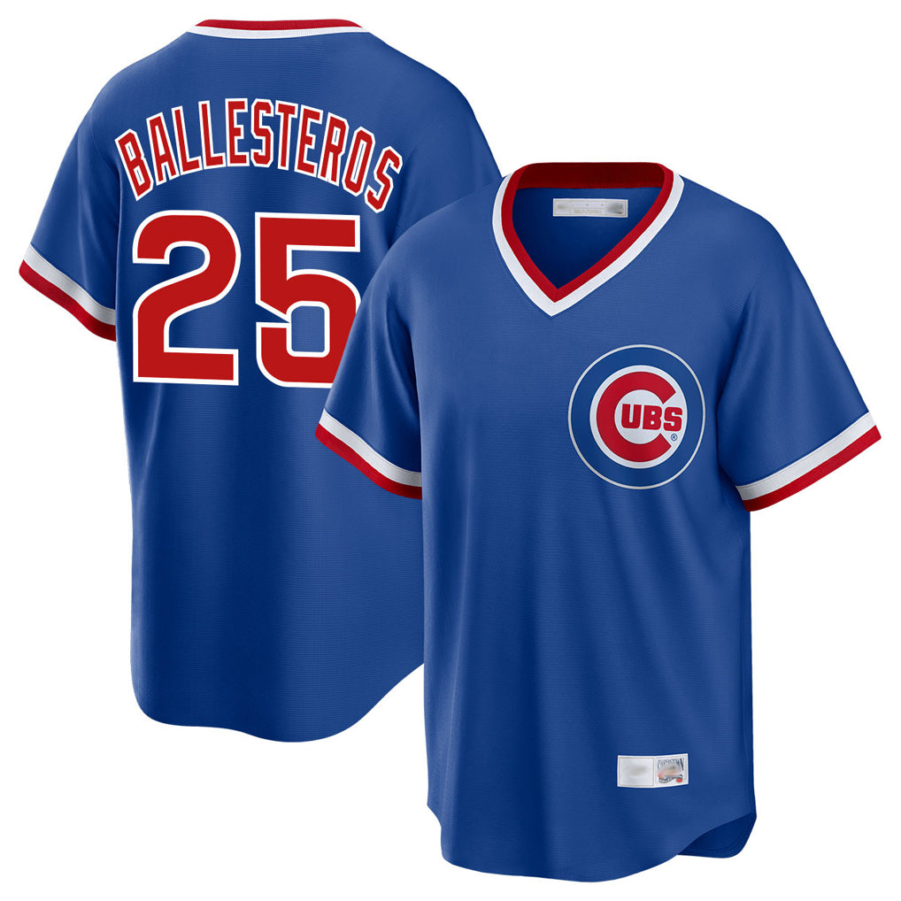 Davalo C.Cubs #25 Mois¡§|s Ballesteros Player Royal T-shirt Cooperstown Collection Limited Stitched Jerseys