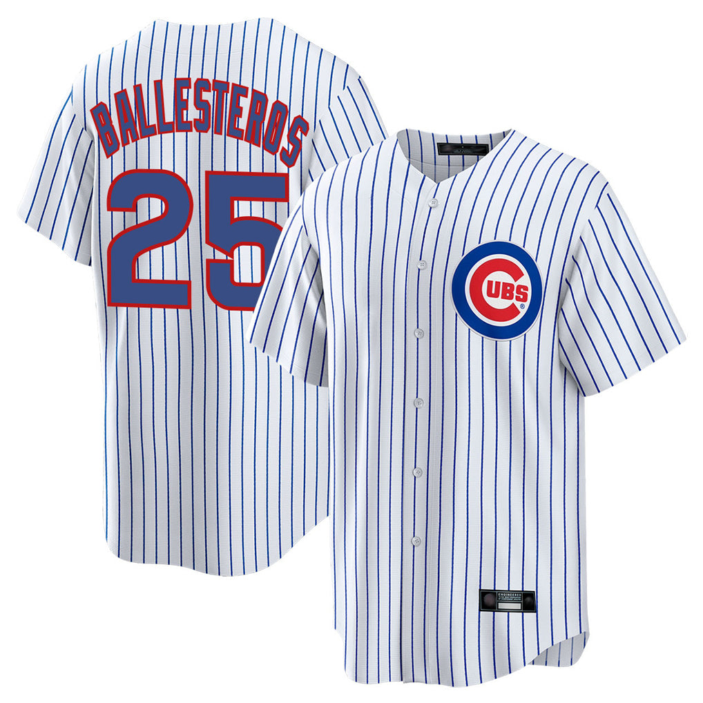 Davalo C.Cubs #25 Mois¡§|s Ballesteros Player White Game Home Stitched Jerseys