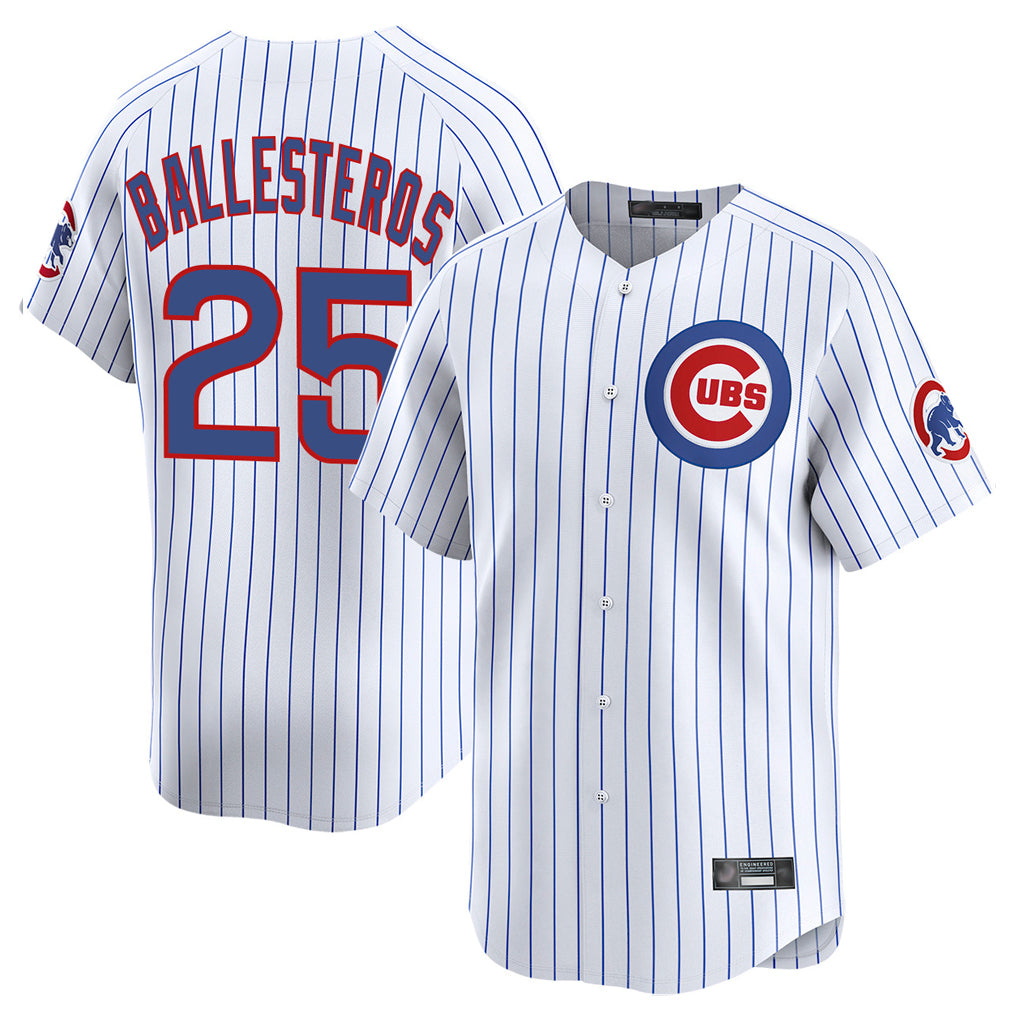 Davalo C.Cubs #25 Mois¡§|s Ballesteros Player White Limited Home Game Stitched Jerseys