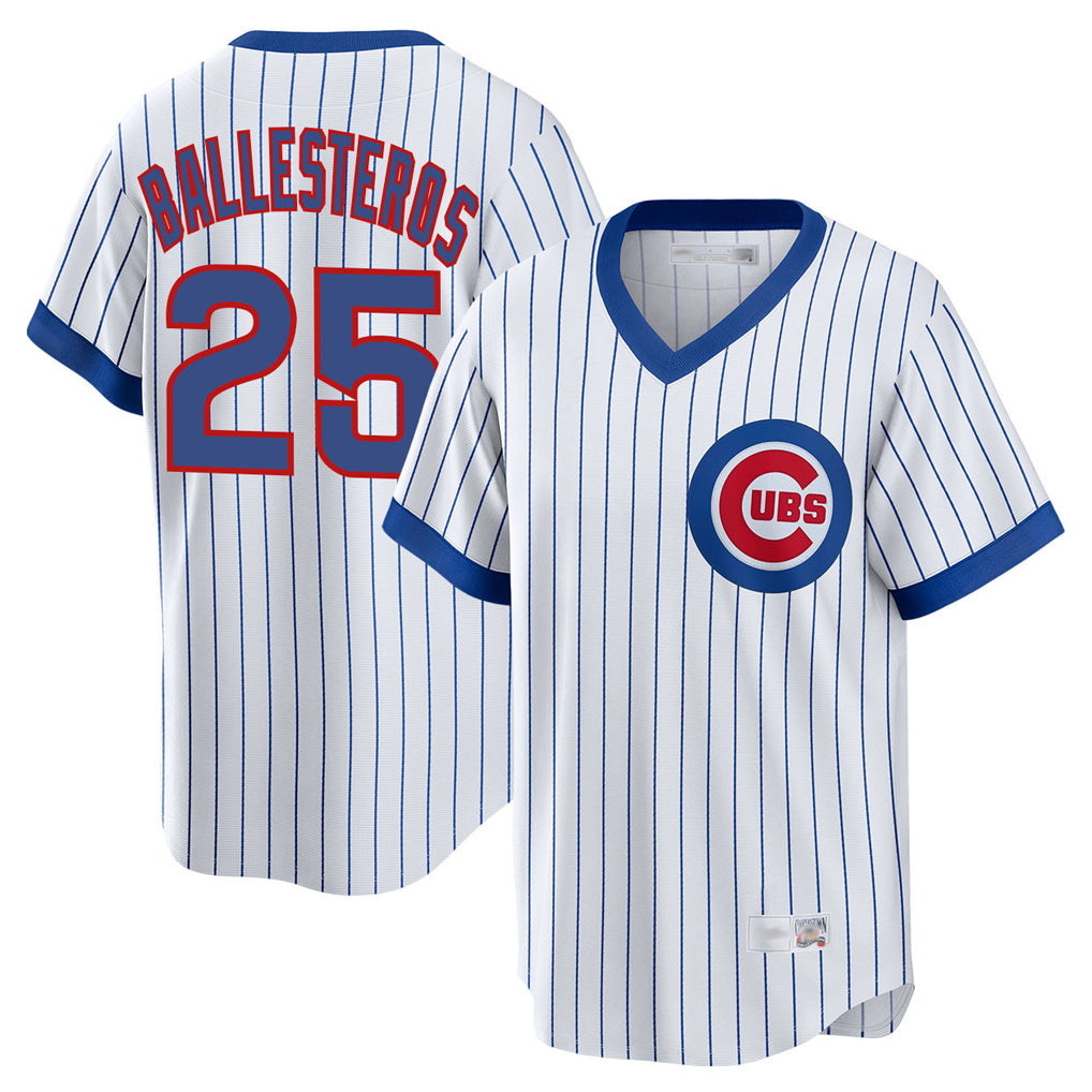 Davalo C.Cubs #25 Mois¡§|s Ballesteros Player White T-shirt Cooperstown Collection Limited Stitched Jerseys