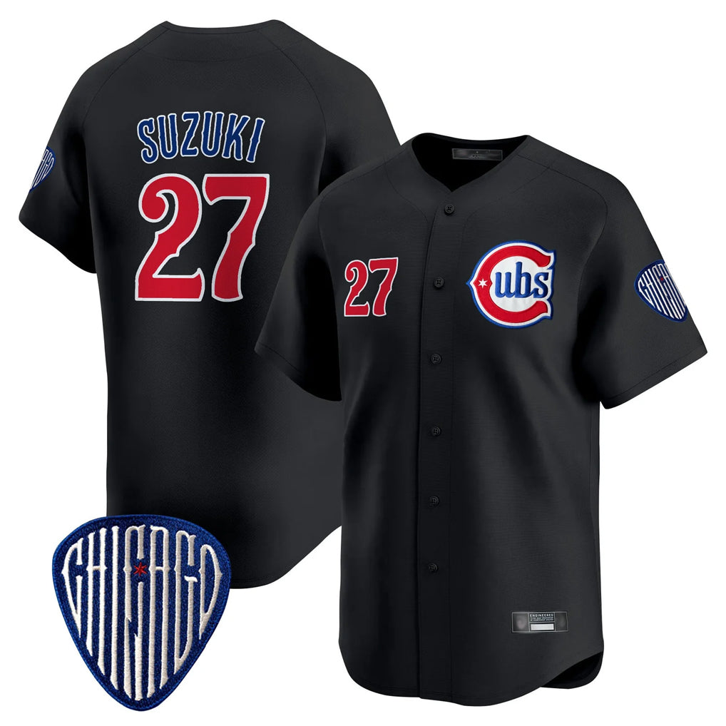 Davalo C.Cubs #27 Seiya Suzuki Player Black Vapor Premier Limited Home Stitched Jerseys