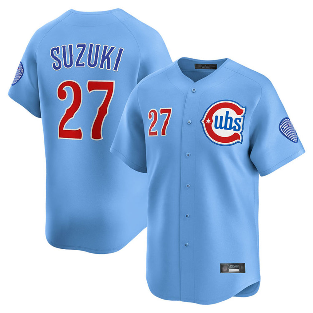 Davalo C.Cubs #27 Seiya Suzuki Player Light Blue Limited Home Stitched Jerseys
