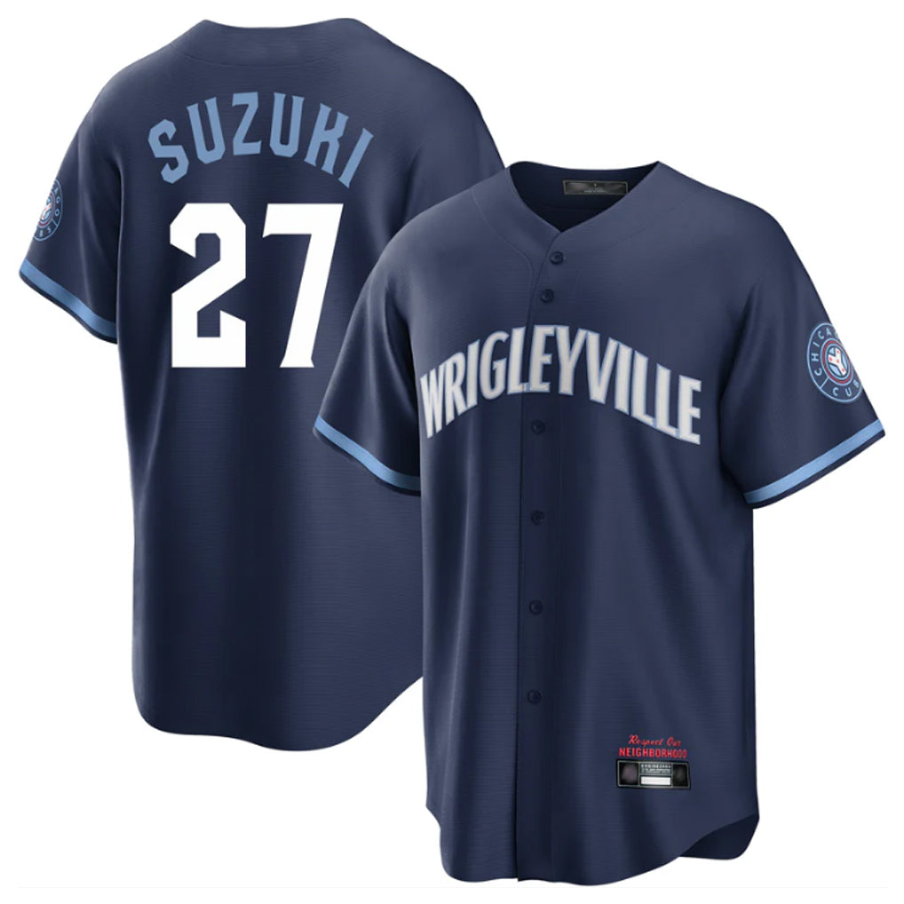 Davalo C.Cubs #27 Seiya Suzuki Player Navy City Connect Home Game Stitched Jerseys