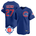 Davalo C.Cubs #27 Seiya Suzuki Player Royal 150th Anniversary Limited Home Stitched Jerseys