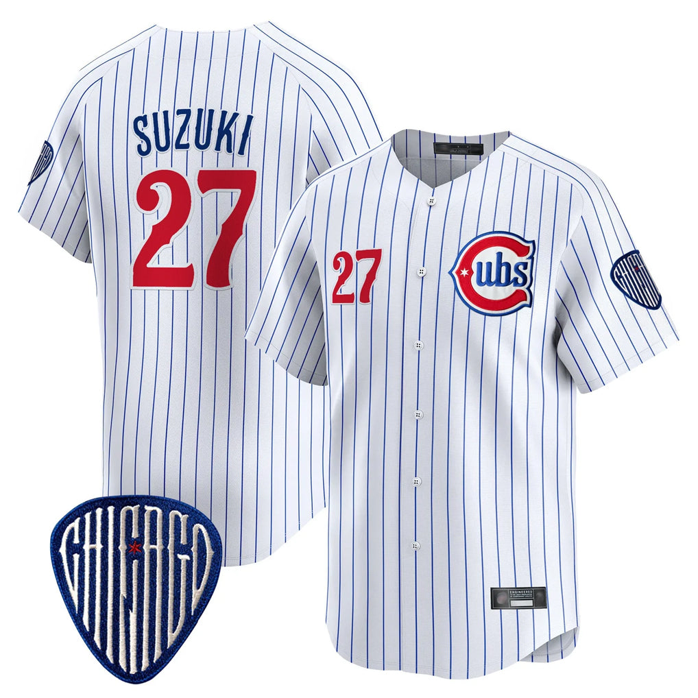 Davalo C.Cubs #27 Seiya Suzuki Player White Pinstripe Vapor Premier Limited Home Stitched Jerseys
