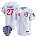 Davalo C.Cubs #27 Seiya Suzuki Player White Pinstripe Vapor Premier Limited Home Stitched Jerseys