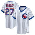 Davalo C.Cubs #27 Seiya Suzuki Player White T-shirt Cooperstown Collection Limited Stitched Jerseys