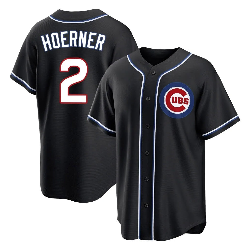 Davalo C.Cubs #2 Nico Hoerner Player Black Fashion Out Game Stitched Jerseys