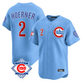 Davalo C.Cubs #2 Nico Hoerner Player Light Blue 150th Anniversary Limited Home Stitched Jerseys
