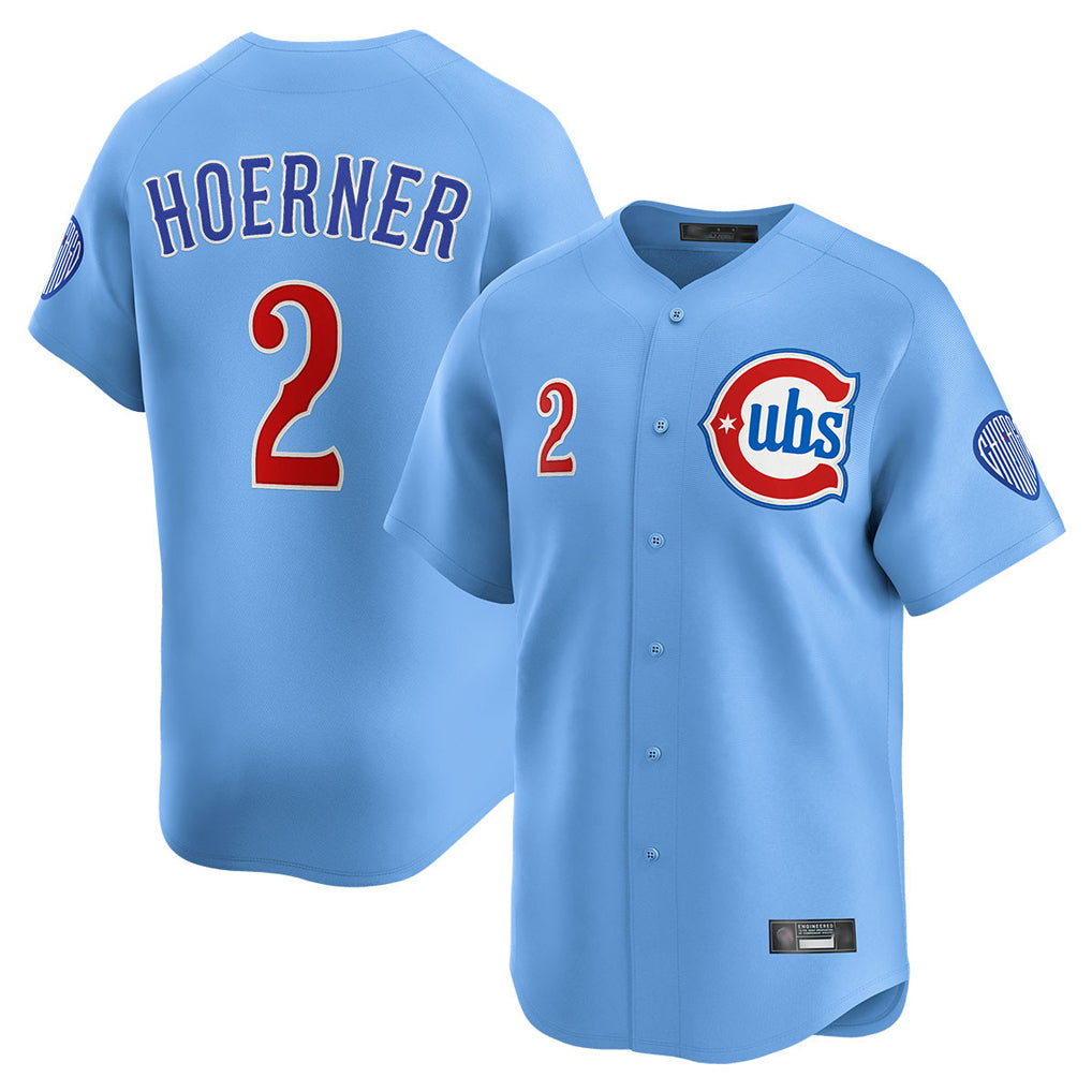 Davalo C.Cubs #2 Nico Hoerner Player Light Blue Limited Home Stitched Jerseys