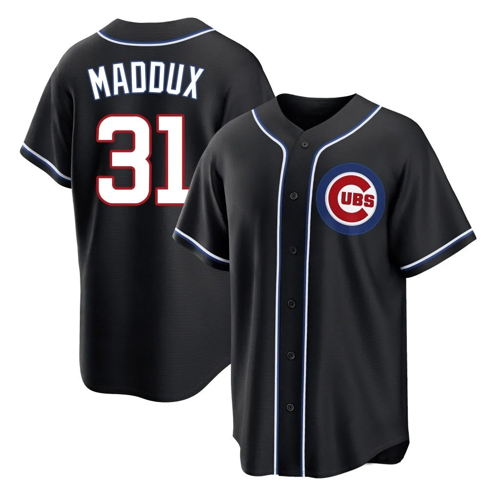 Davalo C.Cubs #31 Greg Maddux Player Black Fashion Out Game Stitched Jerseys