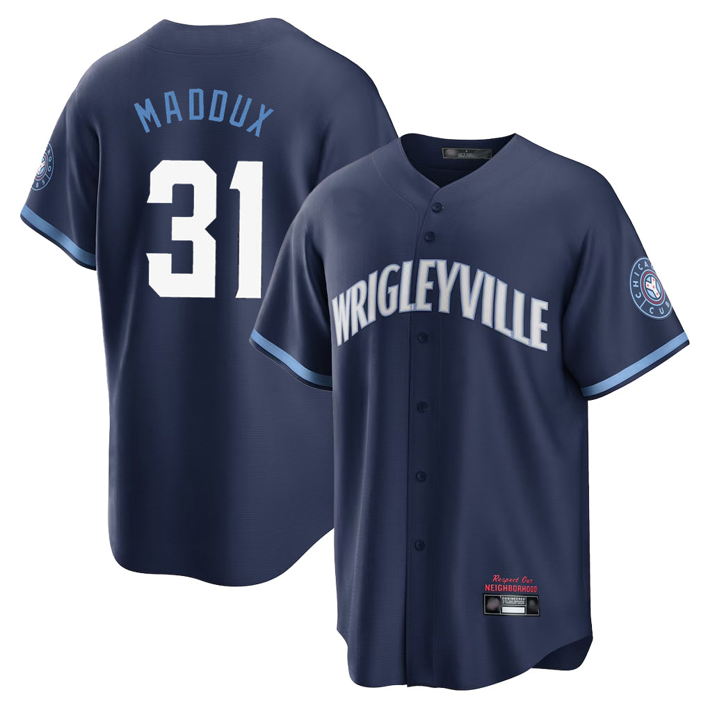 Davalo C.Cubs #31 Greg Maddux Player Navy City Connect Home Game Stitched Jerseys