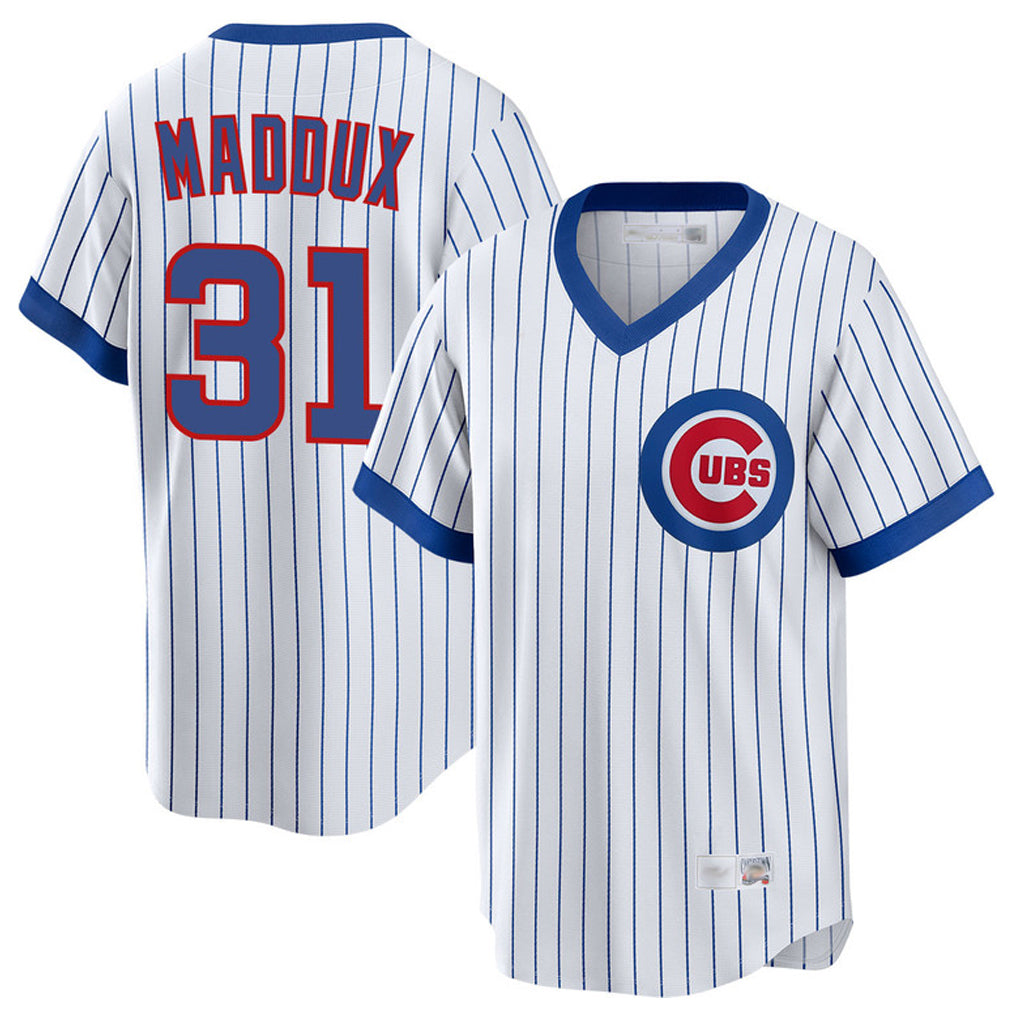 Davalo C.Cubs #31 Greg Maddux Player White T-shirt Cooperstown Collection Limited Stitched Jerseys