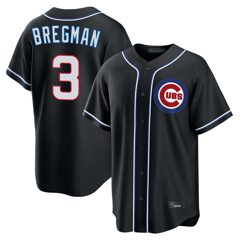 Davalo C.Cubs #3 Alex Bregman Black Fashion Out Game Stitched Jerseys