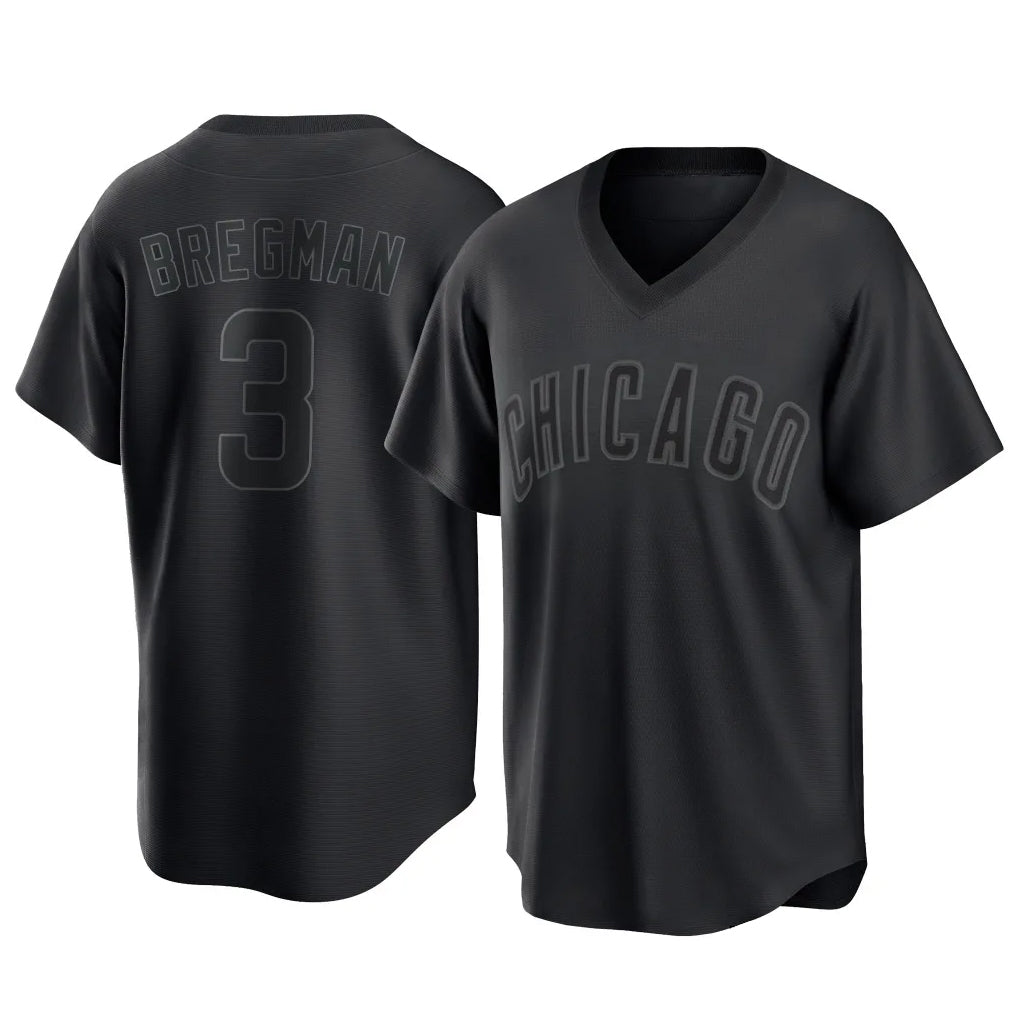Davalo C.Cubs #3 Alex Bregman Black T-shirt Home Game Stitched Jerseys